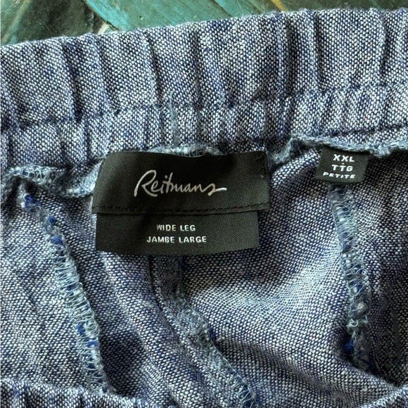 Reitman's Blue Linen Wide Leg Pants Size XXL Petite - Picture 11 of 13